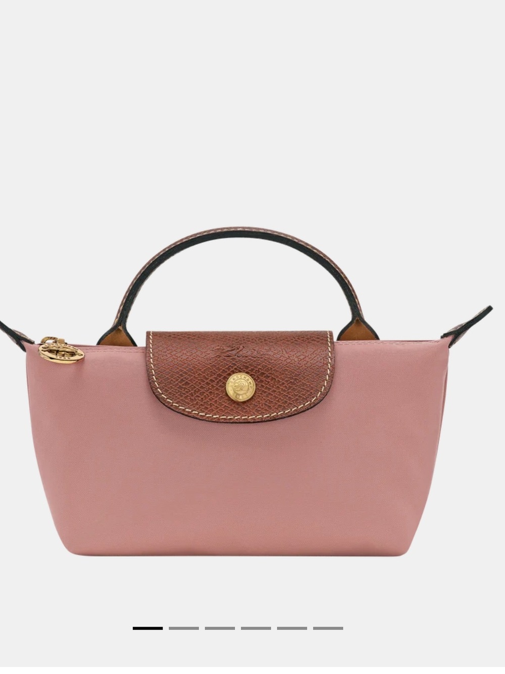 Longchamp small top-handle tote in  pink with brown flap - with long strap  NWT